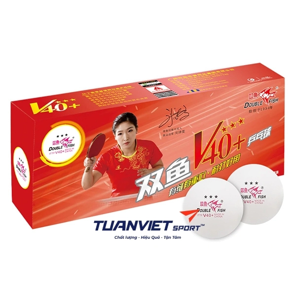 Quả bóng bàn Double Fish V40+ 3 sao 10q/hộp
