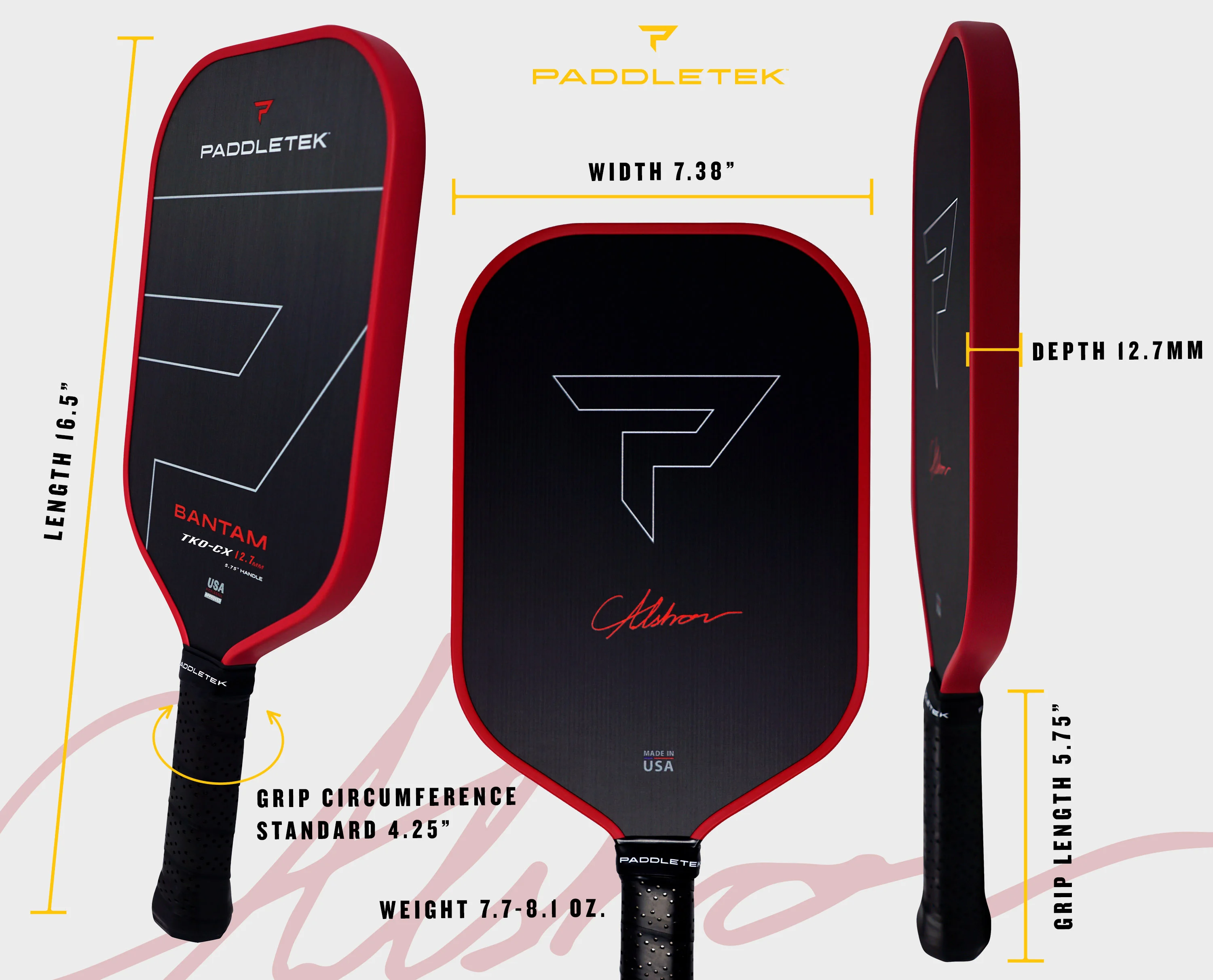 Vợt Pickleball PADDLETEK Bantam TKO-CX 12.7