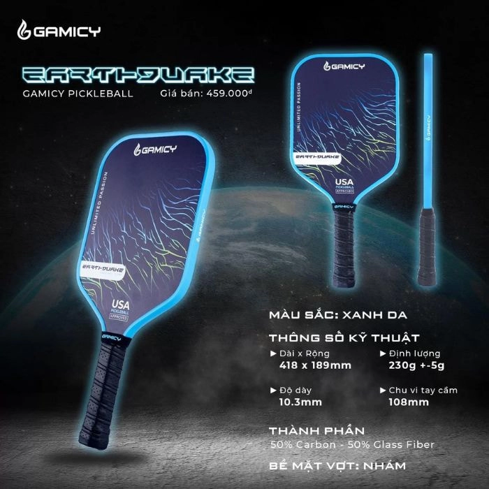 Vợt Pickleball Gamicy Earthquake Chính hãng