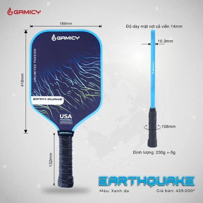 Vợt Pickleball Gamicy Earthquake Chính hãng