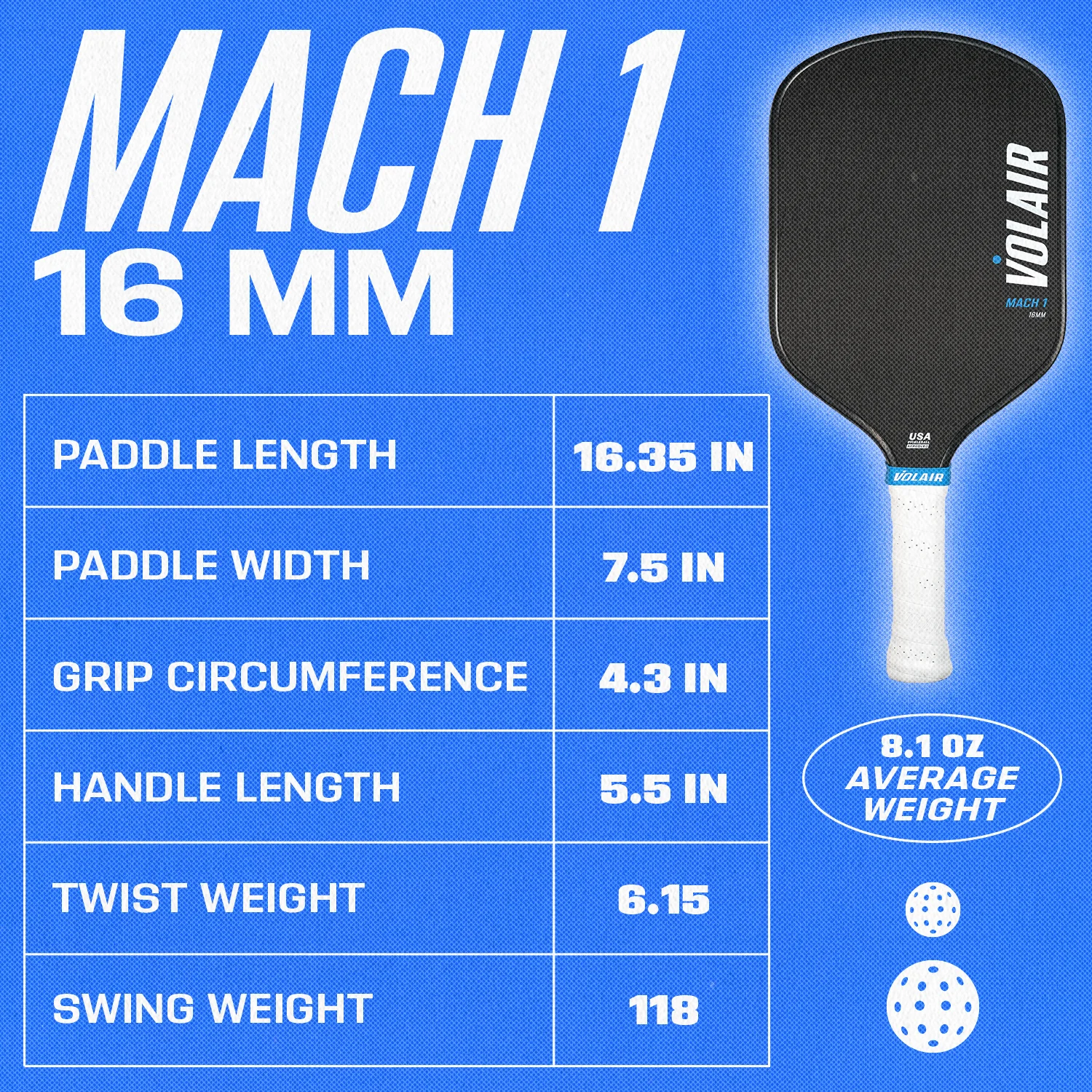 Vợt Pickleball VOLAIR Mach 1 Pickleball Paddle