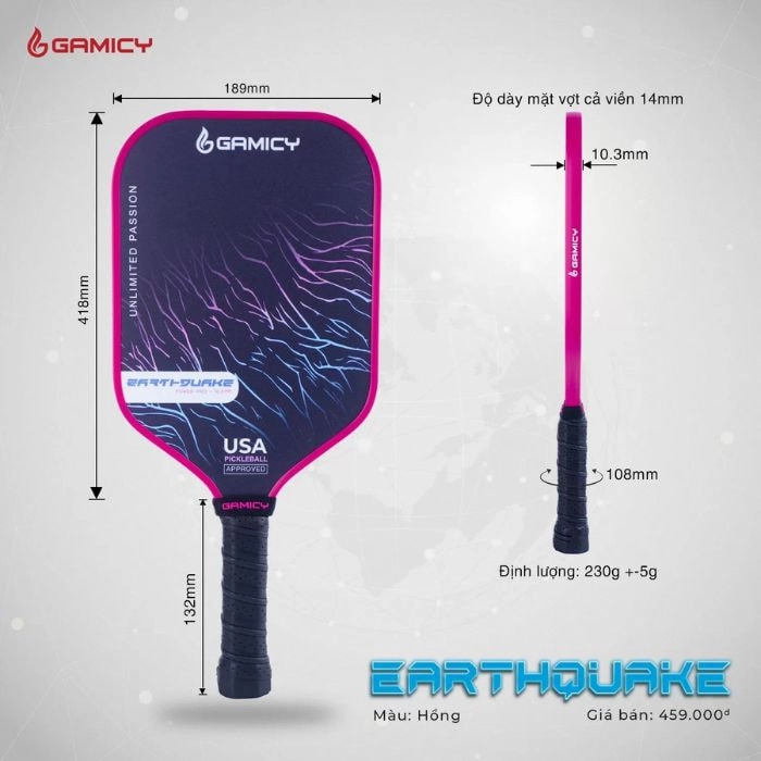 Vợt Pickleball Gamicy Earthquake Chính hãng