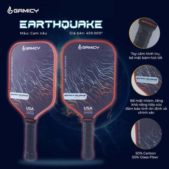 Vợt Pickleball Gamicy Earthquake Chính hãng