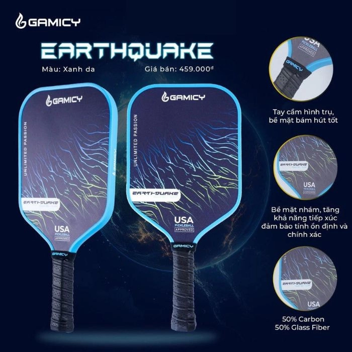 Vợt Pickleball Gamicy Earthquake Chính hãng