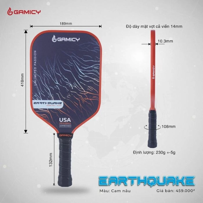 Vợt Pickleball Gamicy Earthquake Chính hãng