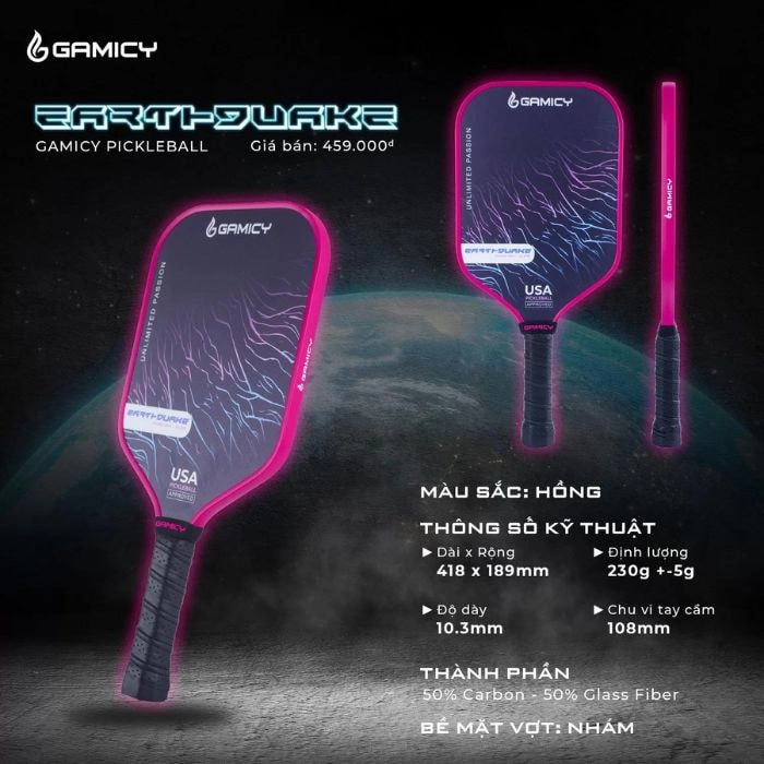 Vợt Pickleball Gamicy Earthquake Chính hãng